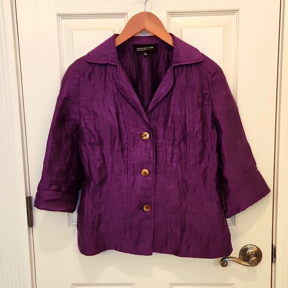 Jones New York purple crinkled shirt size 8P